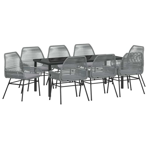 vidaXL Ensemble de salle à manger pour jardin 9 Pièces Gris polyrotin