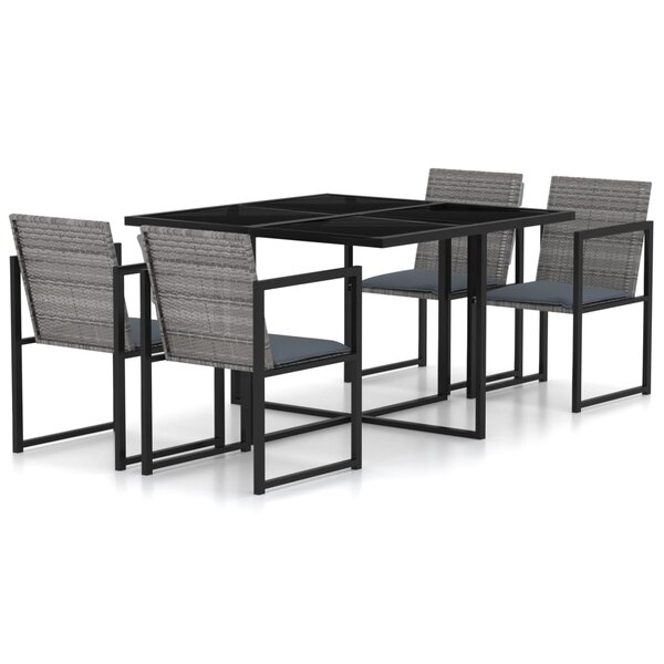vidaXL Ensemble à manger d'extérieur 5Pièces coussins résine tressée gris