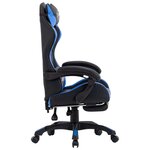 Chaise fauteuil siège pivotante de bureau informatique étude de jeux vidéo avec repose-pied et similicuir bleu 02_0024217