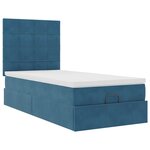 vidaXL Cadre de lit ottoman avec matelas bleu foncé 90x200 cm velours