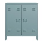 Casier de bureau armoire meuble de rangement pour bureau atelier chambre acier de bureau métallique à 2 portes 90 x 80 x 33 cm gris-bleu 03_0006339