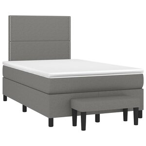 vidaXL Sommier à lattes de lit avec matelas gris foncé 120x190cm tissu