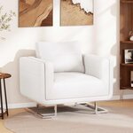vidaXL Fauteuil cube avec pieds chromés Blanc Similicuir