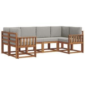 vidaXL Ensemble de canapés d'extérieur 6 pc Gris Naturel et Clair