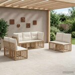 vidaXL Ensemble de canapés d'extérieur Naturel Polyester