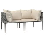 vidaXL Salon de jardin 3 Pièces avec coussins Gris Résine tressée