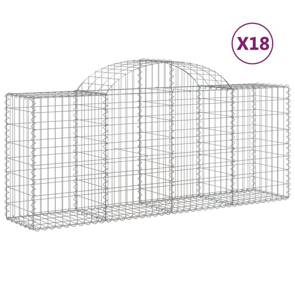 vidaXL Paniers à gabions arqués 18 Pièces 200x50x80/100 cm Fer galvanisé