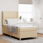 vidaXL Lit à ressorts avec matelas gris foncé 90x190 cm Crème