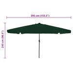 vidaXL Parasol de jardin Vert et Noir 395 x 395 x 245 cm