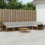 vidaXL Ensemble de canapés d'extérieur 7 Pièces Naturel et gris clair