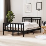vidaXL Cadre de lit sans matelas noir bois massif 140x190 cm