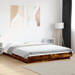 vidaXL Cadre de lit et lumières LED sans matelas chêne fumé 150x200 cm