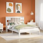 vidaXL Lit bibliothèque sans matelas blanc 135x190 cm bois pin massif