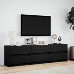 vidaXL Meuble TV avec LED noir 180x34x50 cm bois d'ingénierie