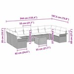 vidaXL Ensemble de Canapé de Jardin 11 Pièces avec Coussins Gris en Poly Rattan
