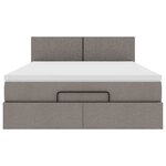 vidaXL Lit ottoman avec matelas et LED taupe 140x200 cm tissu