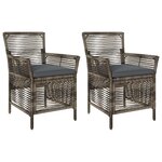 vidaXL Chaise d'Extérieur 2 Pièces Gris et Gris foncé polyrotin