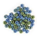 Perle en verre Grand trou Ø 5 4 mm Teintes vert/bleu
