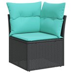 vidaXL Salon de jardin 7 Pièces avec coussins noir résine tressée