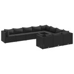vidaXL Salon de jardin 10 Pièces avec coussins noir résine tressée