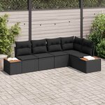 vidaXL Ensemble de canapé de jardin avec coussin 5 Pièces Noir Poly rotin