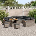 vidaXL Ensemble de canapé de jardin 12 Pièces Gris polyrotin