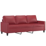 vidaXL Canapé à 3 places repose-pieds Rouge bordeaux 180 cm Similicuir