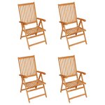 vidaXL Chaises de jardin lot de 4 avec coussins bordeaux Teck solide