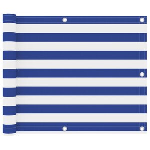 vidaXL Écran de balcon Blanc et bleu 75x500 cm Tissu Oxford