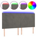 vidaXL Tête de lit à LED Gris foncé 160x5x118/128 cm Velours