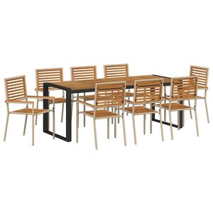 vidaXL Ensemble de salle à manger pour jardin 9 Pièces Beige et Marron