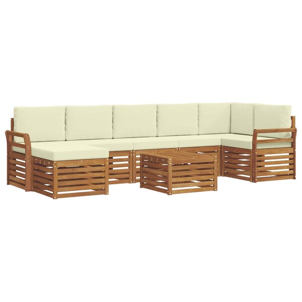 vidaXL Ensemble de canapés d'extérieur 8 pc Naturel et Crème