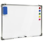 Tableau magnétique panneau écriture école maison bureau effaçable à sec 90 x 60 cm acier blanc 02_0045451