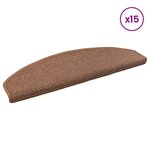 vidaXL Tapis d'escalier auto-adhésifs 15 Pièces Marron 80 x 24 5 x 3 5 cm