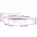vidaXL Cadre de lit Naturel 152 x 203 cm Bois de Pin Massif
