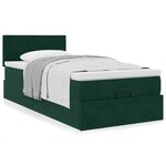 vidaXL Cadre de lit ottoman avec matelas vert foncé 90x190 cm velours