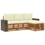 vidaXL Ensemble de canapés d'extérieur 4 pc Naturel et Crème