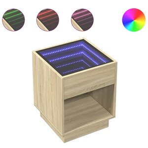 vidaXL Table de chevet avec LED infini chêne sonoma 40x40x50 cm