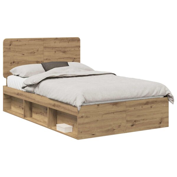 vidaXL Cadre de lit Chêne artisan 120 x 200 cm Bois de pin massif