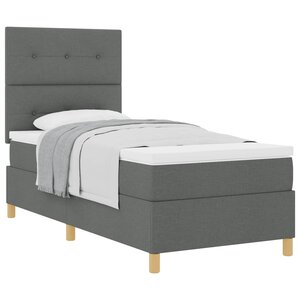 vidaXL Lit à ressorts avec matelas Gris foncé 80 x 200 cm tissu