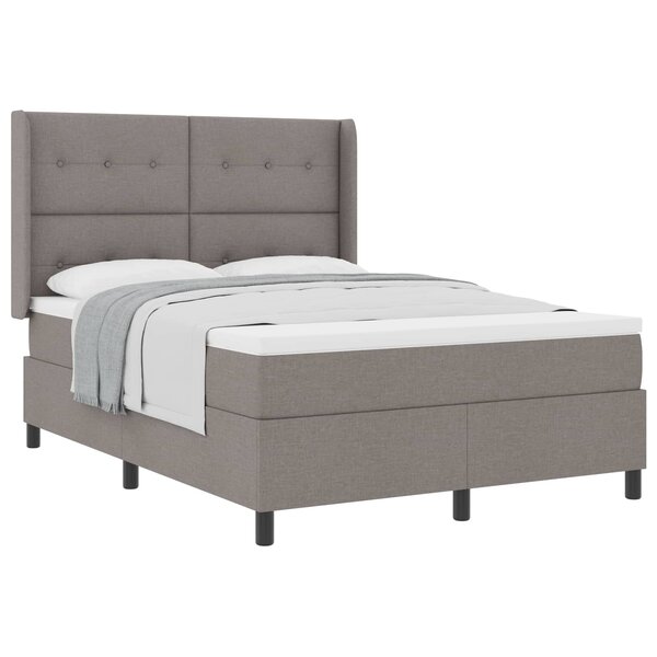 vidaXL Lit à ressorts avec matelas Taupe 140 x 200 cm tissu
