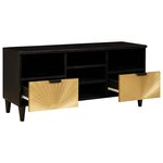 vidaXL Meuble TV Noir et or 100 x 33 x 46 cm bois de manguier massif