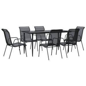 vidaXL Ensemble à manger de jardin 7 Pièces noir textilène et acier
