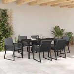 vidaXL Ensemble de salle à manger pour jardin 7 Pièces Noir Poly rotin