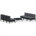 vidaXL Salon de jardin 7 Pièces avec coussins anthracite bois de pin
