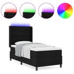 Lit à ressorts avec matelas et LED vidaXL Noir 100x200 cm Tissu
