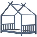 vidaXL Cadre de lit d'enfant Gris Bois de pin massif 70x140 cm
