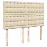 vidaXL Sommier à lattes de lit avec matelas Crème 140x200 cm Tissu