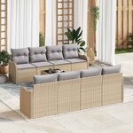 vidaXL Ensemble de canapé de jardin avec coussin 9 Pièces Beige et gris