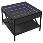 vidaXL Table basse avec LED infini noir 50x50x38 cm